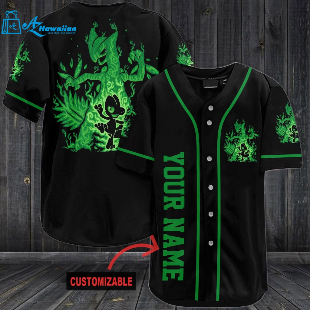 Personalized Gorgeous Green Pokemon Baseball Jersey 