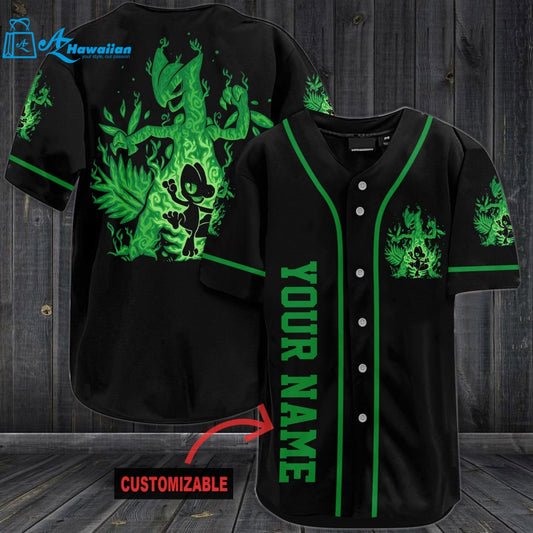 Personalized Gorgeous Green Pokemon Baseball Jersey 