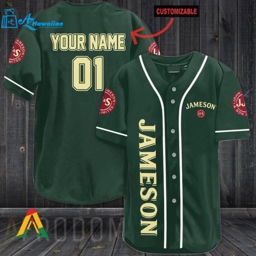 Personalized Green Jameson Whiskey Baseball Jersey