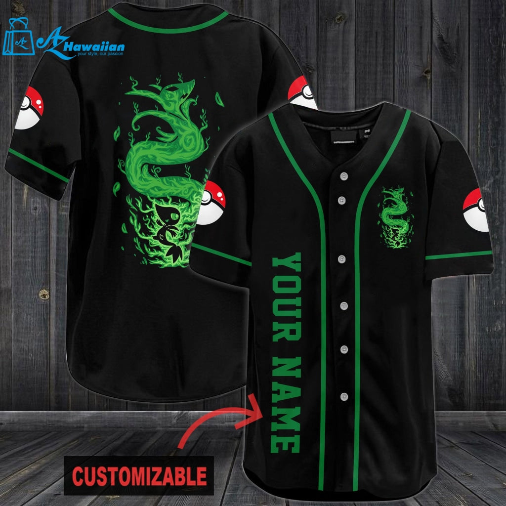 Personalized Green Pokemon Baseball Jersey 