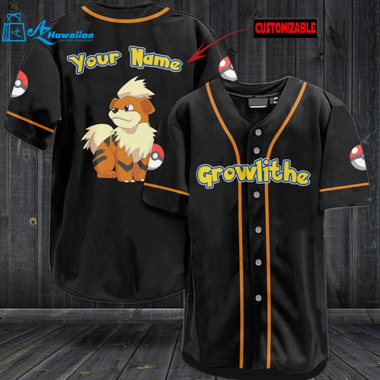 Personalized Growlithe Baseball Jersey 