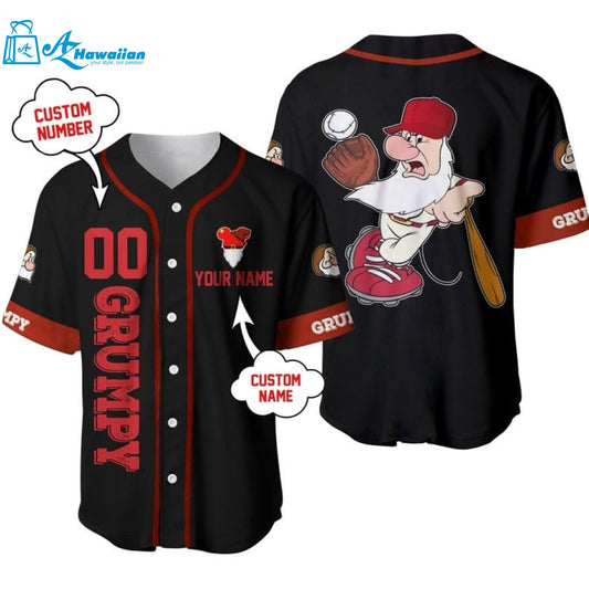 Personalized Grumpy Dwarf In Snow White Disney All Over Print Baseball Jersey 