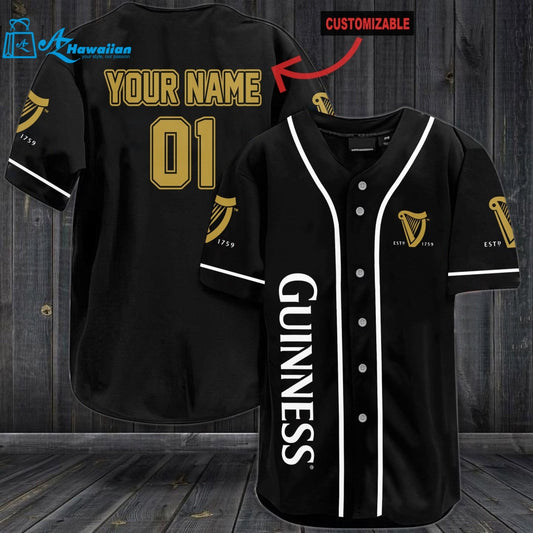 Personalized Guinness Beer Custom Baseball Jersey 