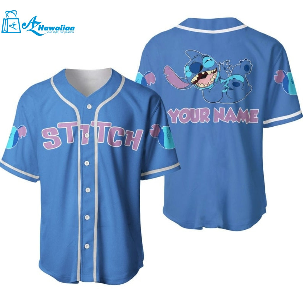 Personalized Happy Stitch Disney All Over Print Baseball Jersey 