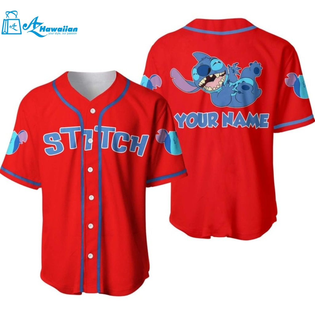 Personalized Happy Stitch Disney All Over Print Baseball Jersey 