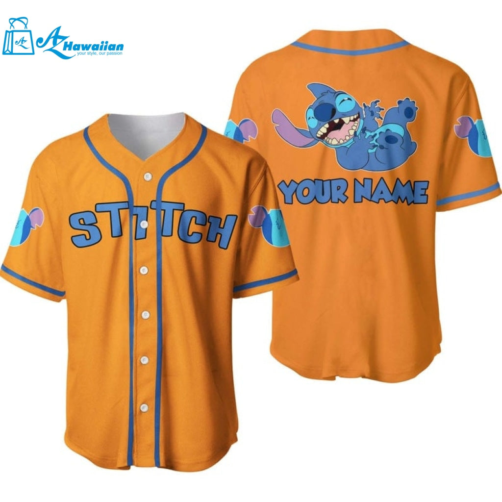 Personalized Happy Stitch Disney All Over Print Baseball Jersey 