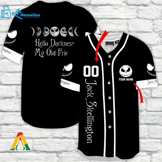 Personalized Horror Halloween Jack Skellington Baseball Jersey