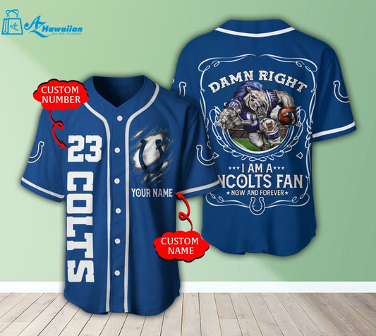 Personalized I Am A Indianapolis Colts Fan Now And Forever All Over Print 3D Baseball Jersey - Navy