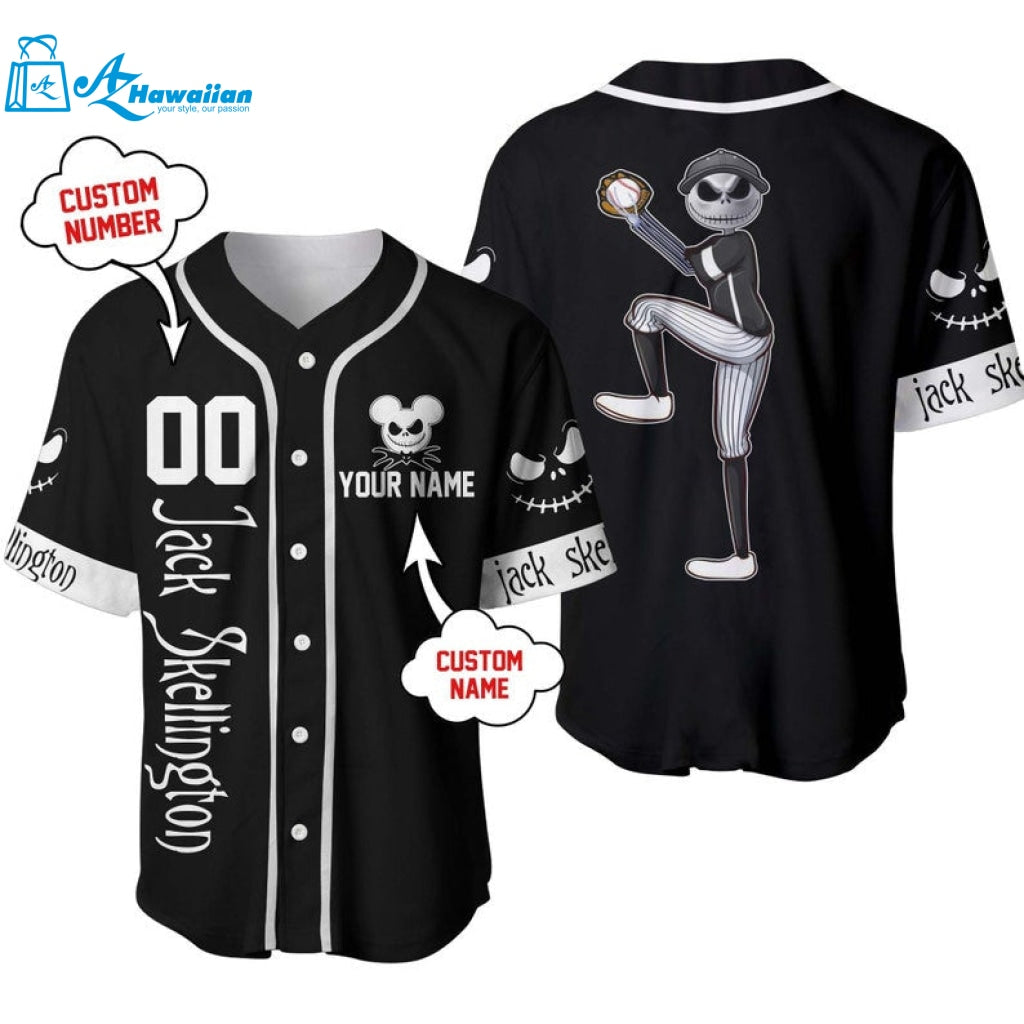 Personalized Jack Skellington Disney All Over Print Baseball Jersey 