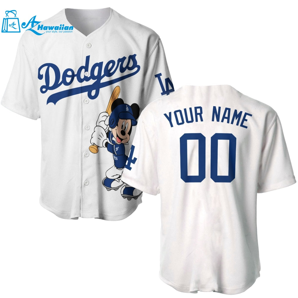 Personalized Los Angeles Dodgers Mickey Mouse All Over Print Unisex Baseball Jersey 