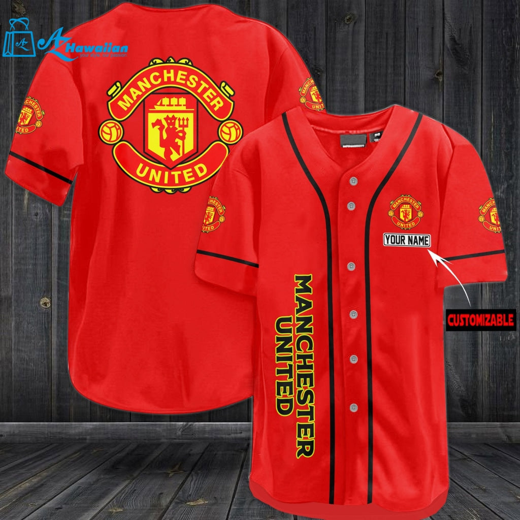 Personalized Manchester United M.U All Over Print Unisex Baseball Jersey 