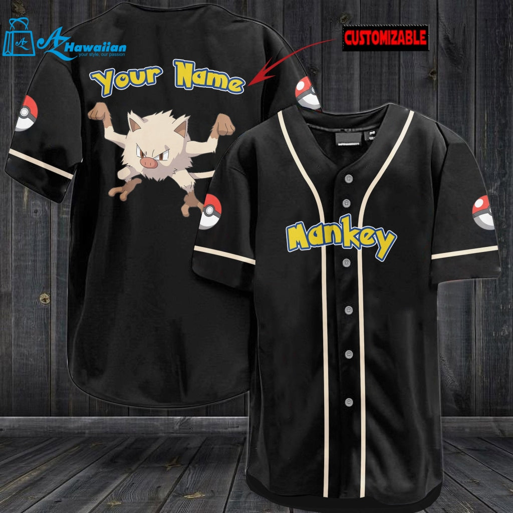 Personalized Mankey Baseball Jersey 