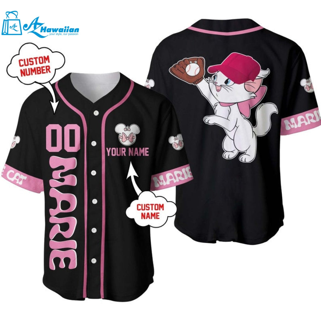 Personalized Marie Cat Playing Baseball All Over Print Baseball Jersey 