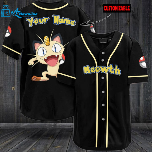 Personalized Meowth Baseball Jersey 