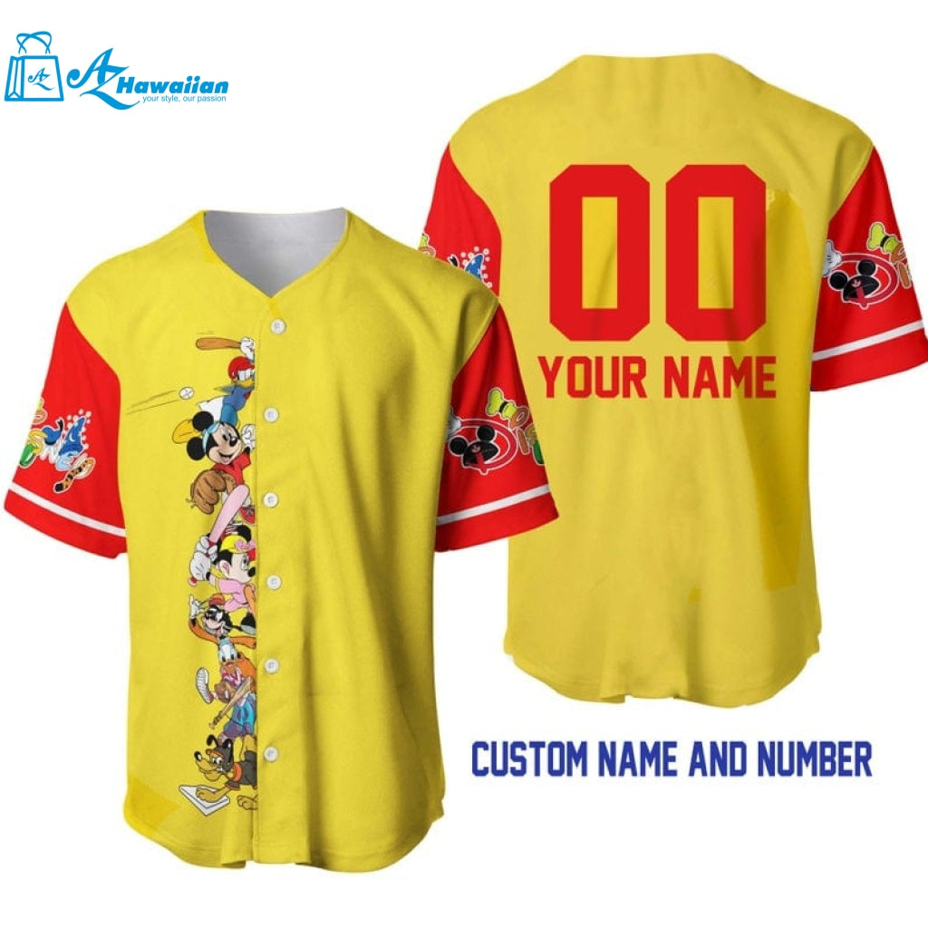 Personalized Mickey Minnie & Friends All Over Print Baseball Jersey 