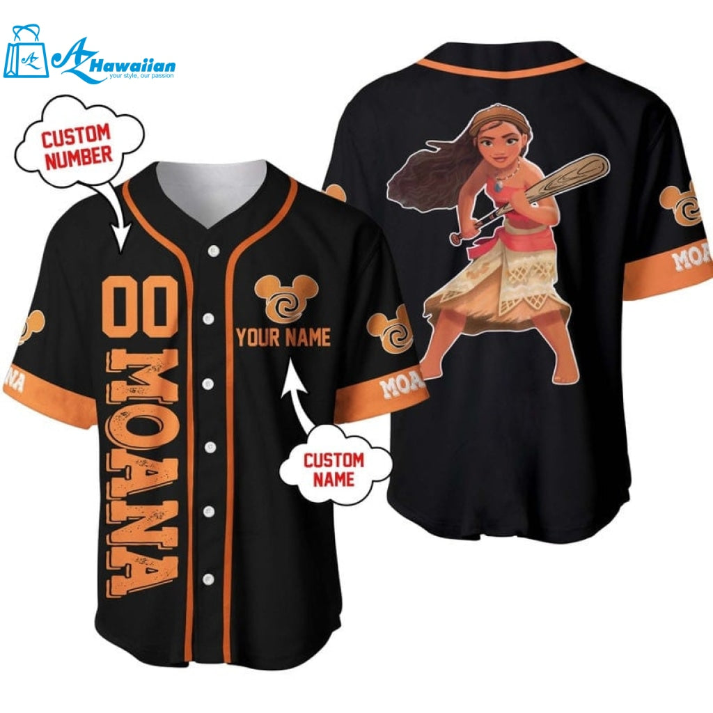 Personalized Moana Disney Playing Baseball All Over Print Baseball Jersey 