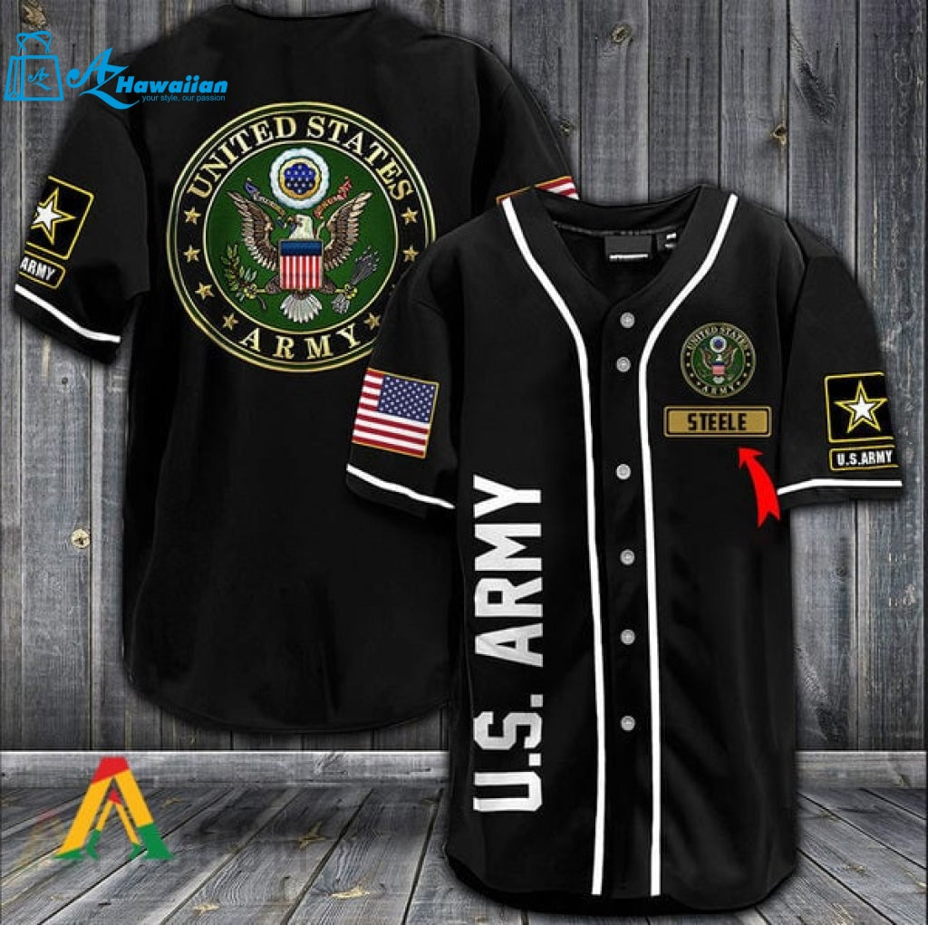 Personalized Multicolor US Army Veteran Baseball Jersey