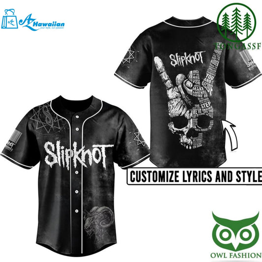 Personalized Name Number Slipknot heavy metal black baseball jersey shirt