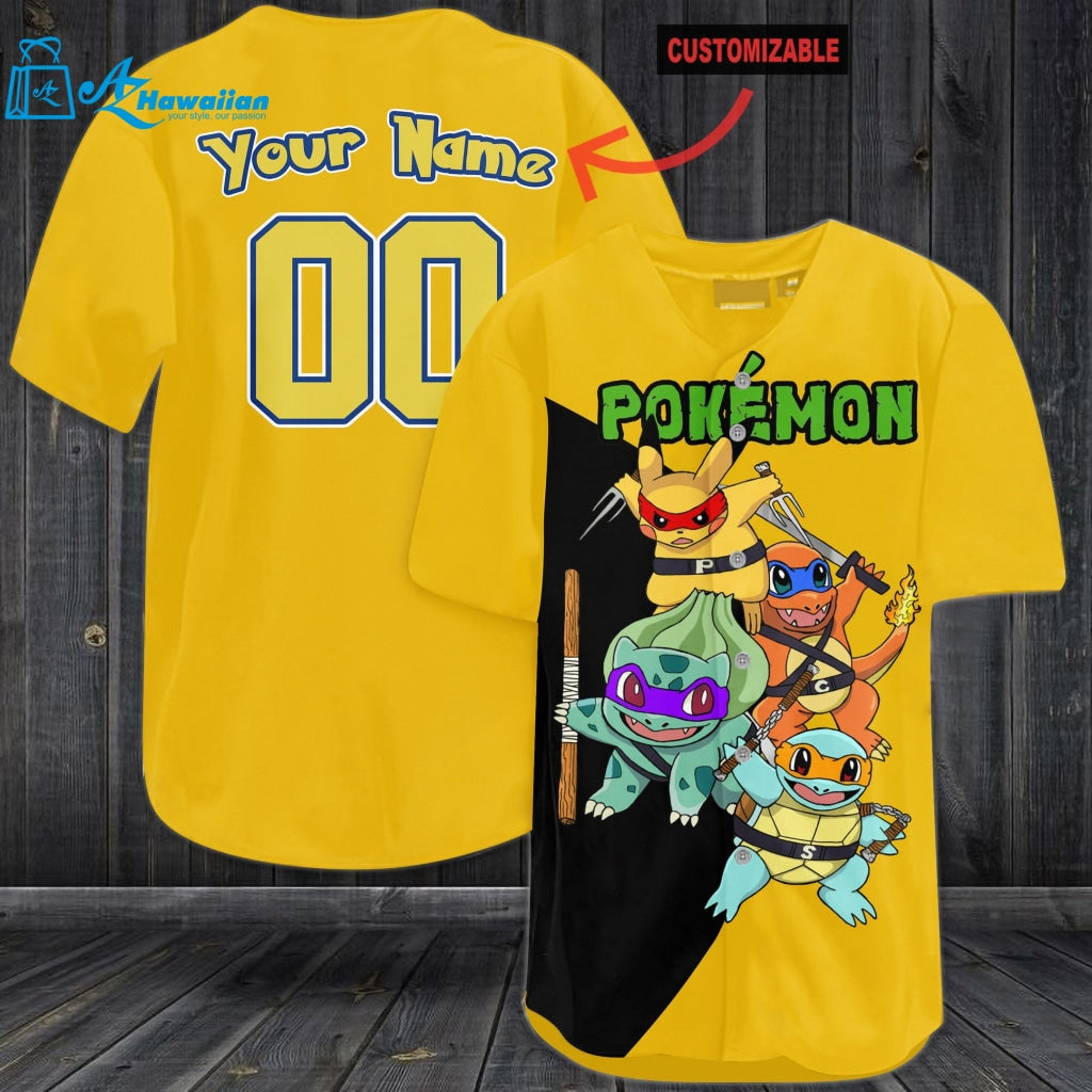 Personalized Ninja Pokemon Baseball Jersey 