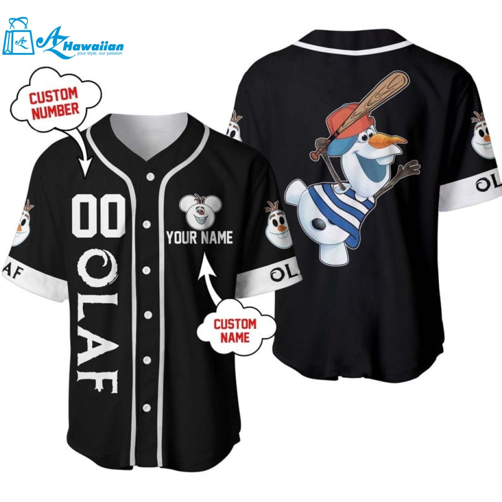 Personalized Olaf Frozen Playing Baseball All Over Print Baseball Jersey 