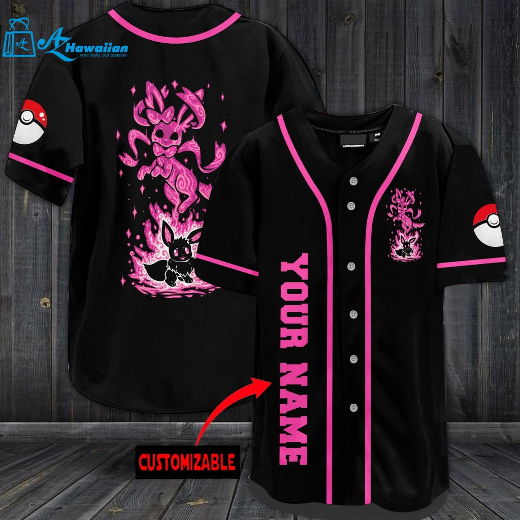 Personalized Pink Eevee Baseball Jersey 