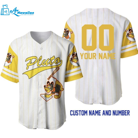 Personalized Pluto Dog All Over Print Pinstripe Baseball Jersey 