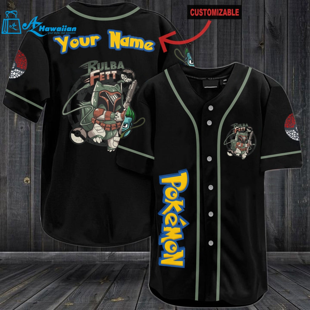 Personalized Pokemon Bulba Fett Baseball Jersey 