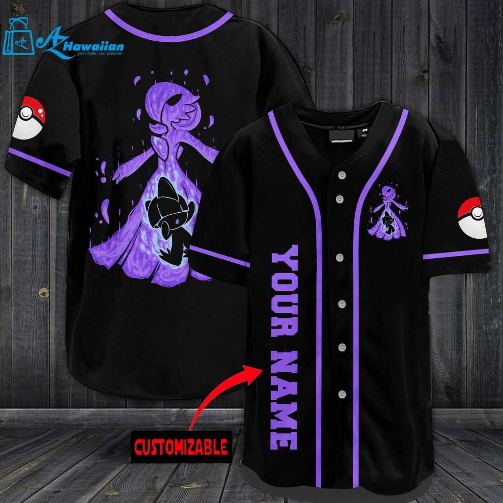 Personalized Purple Awesome Pokemon Baseball Jersey 