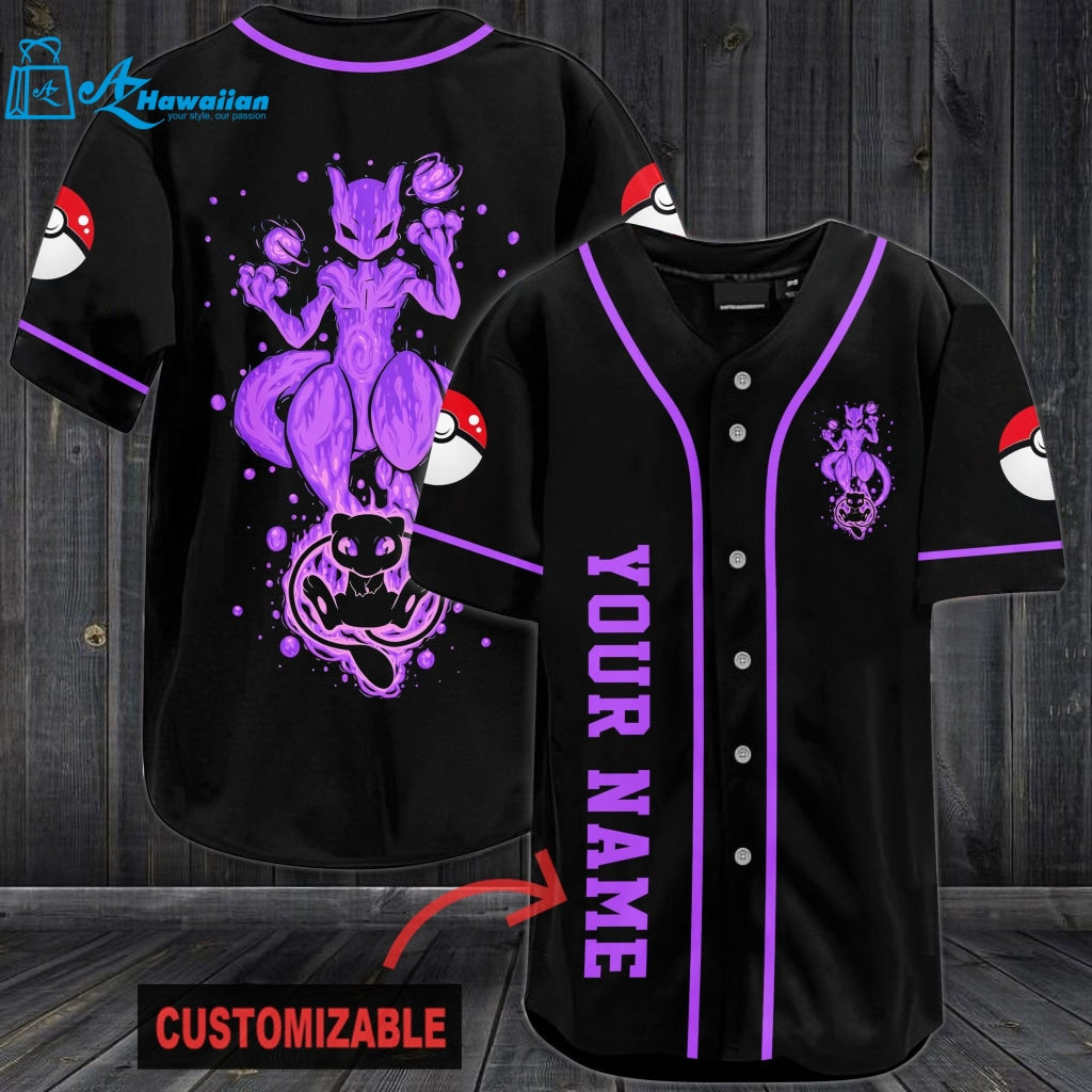 Personalized Purple Mewtwo Baseball Jersey 