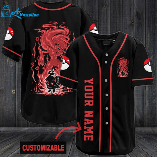 Personalized Red Pokemon Baseball Jersey 