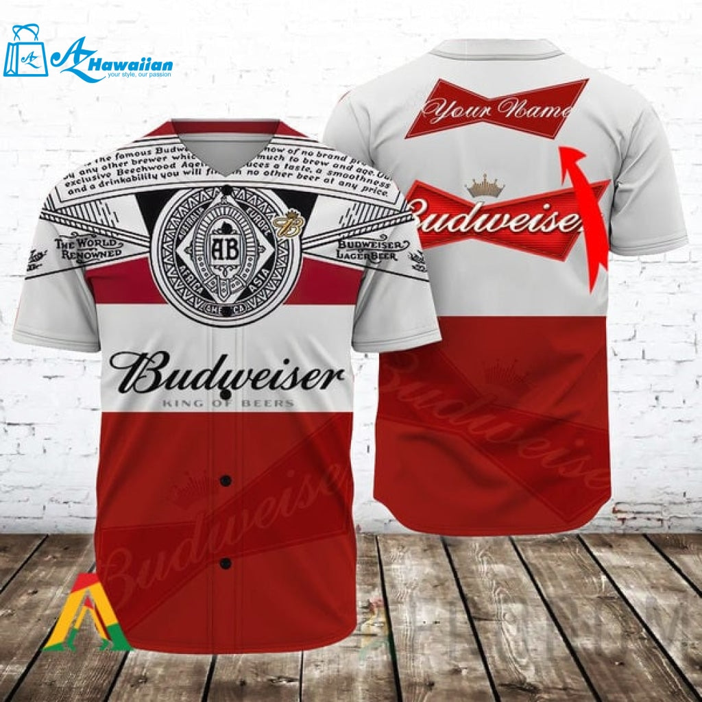 Personalized Retro Budweiser Beer Baseball Jersey