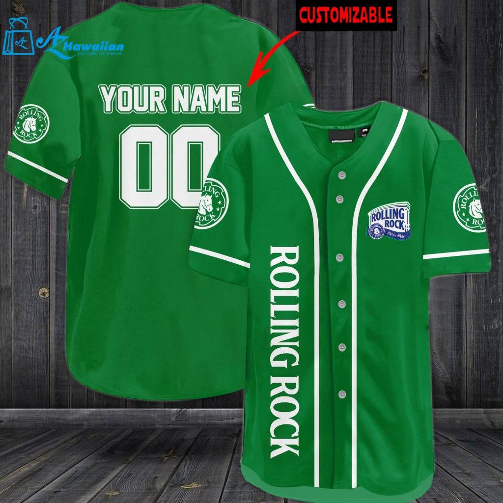 Personalized Rolling Rock All Over Print Unisex Baseball Jersey 