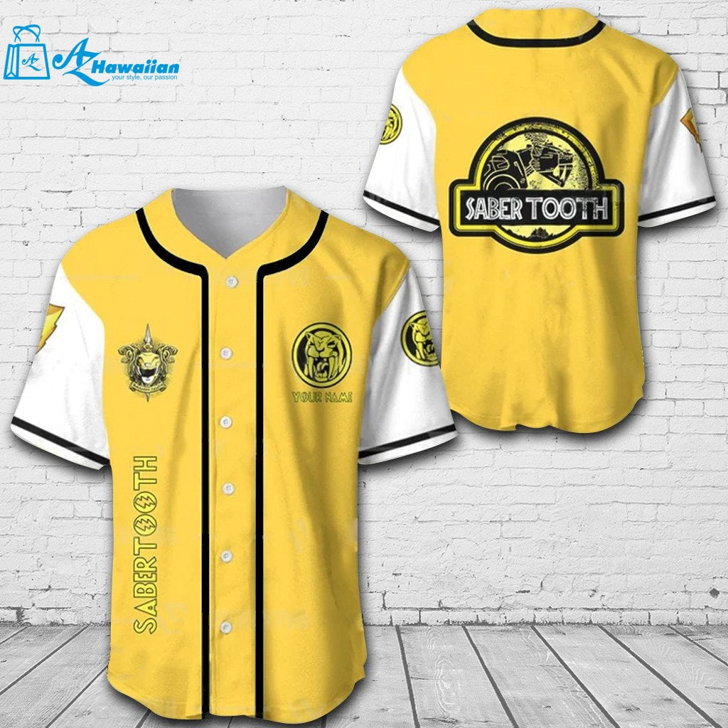 Personalized Saber Tooth All Over Print Unisex Baseball Jersey 