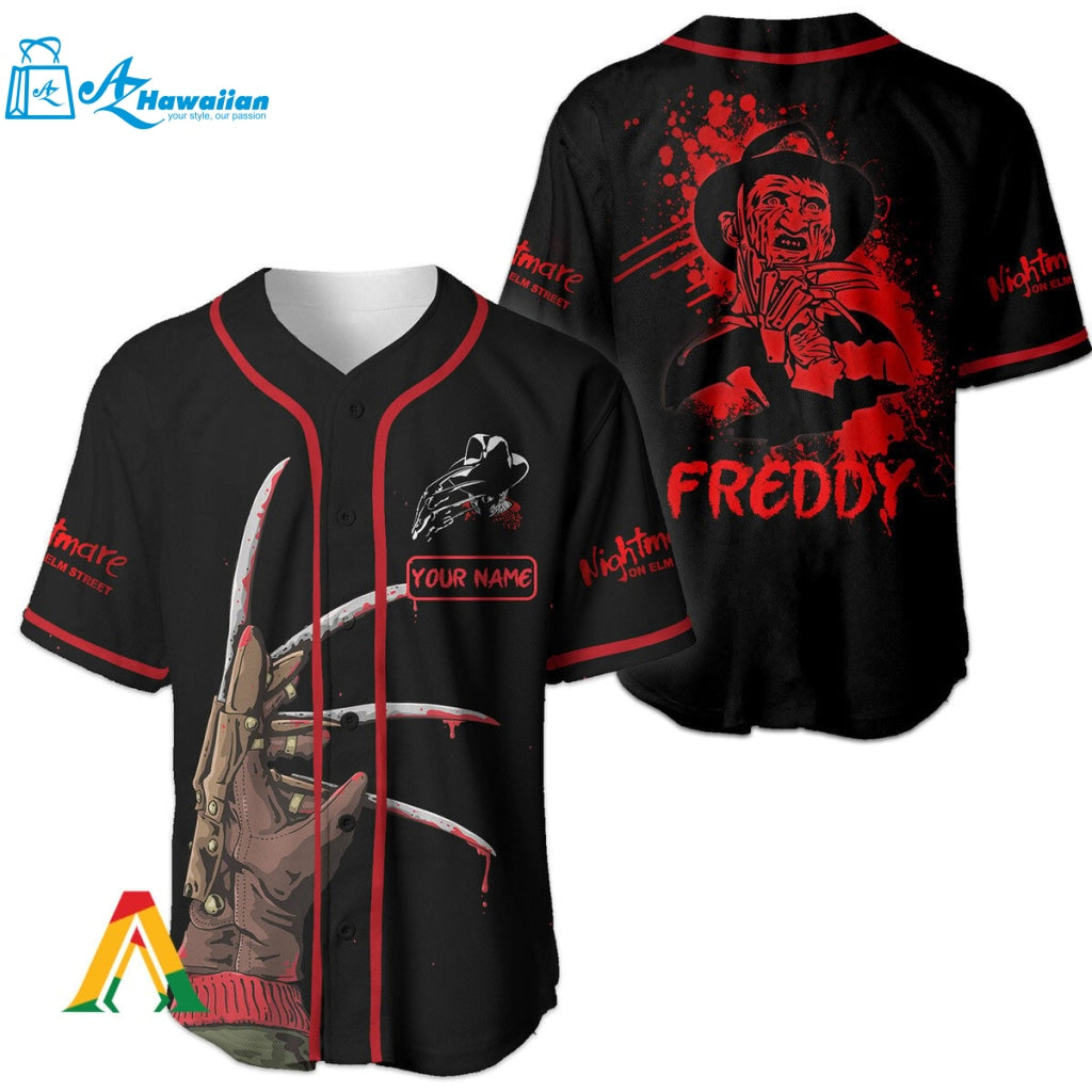 Personalized Scary Halloween Freddy Krueger Baseball Jersey