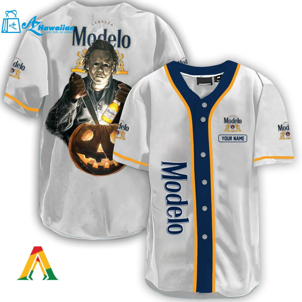 Personalized Scary Michael Myers Pumpkin Modelo Baseball Jersey