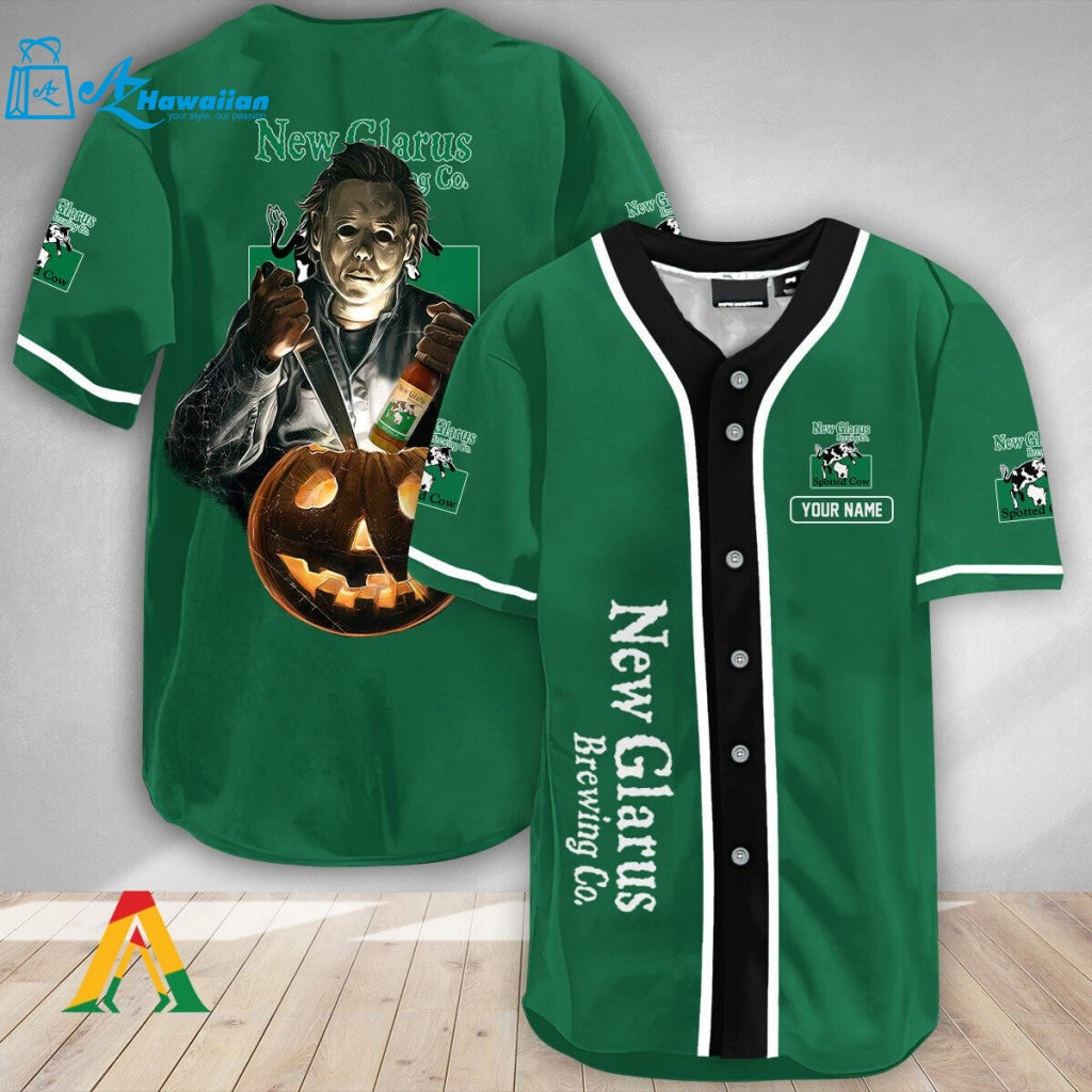 Personalized Scary Michael Myers Pumpkin New Belgium Baseball Jersey