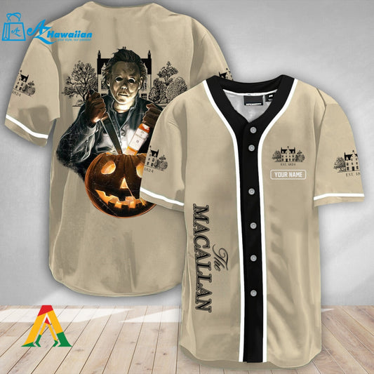 Personalized Scary Michael Myers Pumpkin The Macallan Baseball Jersey