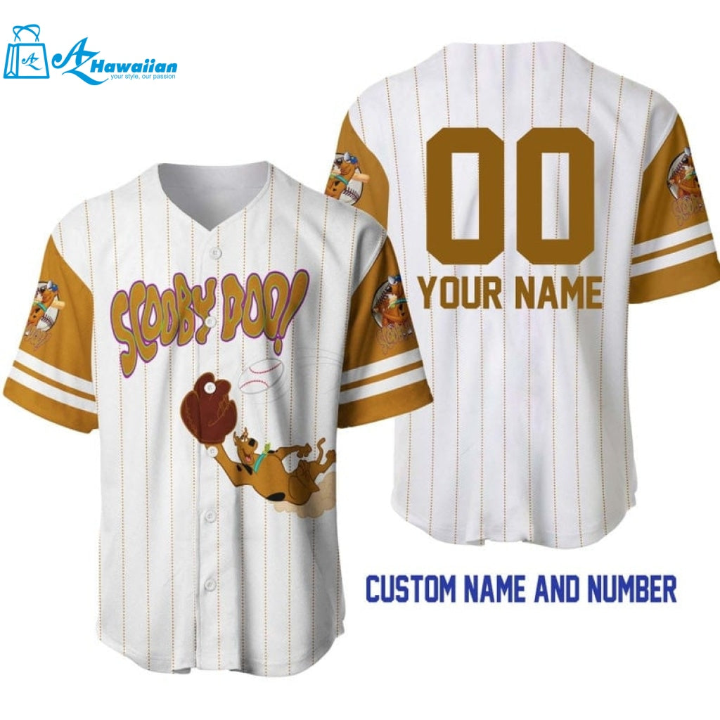 Personalized Scooby Doo Dog All Over Print Pinstripe Baseball Jersey 