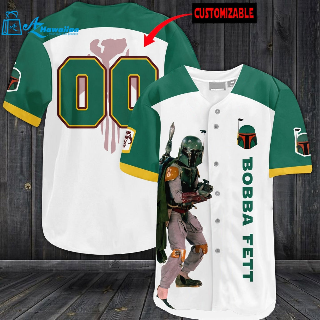 Personalized Star Wars Boba Fett All Over Print Unisex Baseball Jersey Green