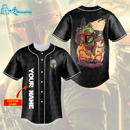 Personalized Star Wars Cute Boba Fett All Over Print Unisex Baseball Jersey 