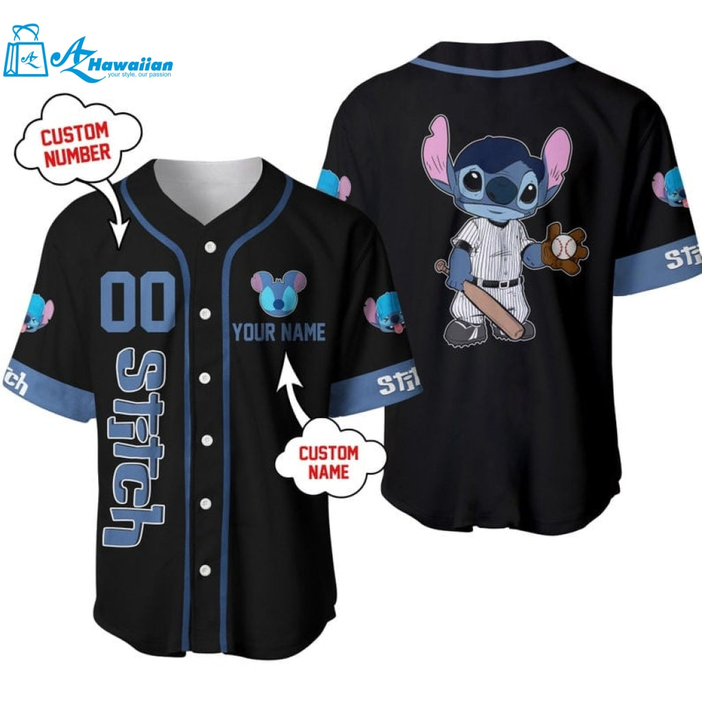 Personalized Stitch Playing Baseball All Over Print Baseball Jersey 