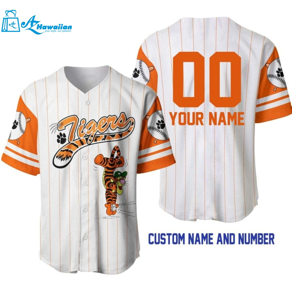 Personalized Tigger Tiger Winnie The Pooh All Over Print Pinstripe Baseball Jersey 