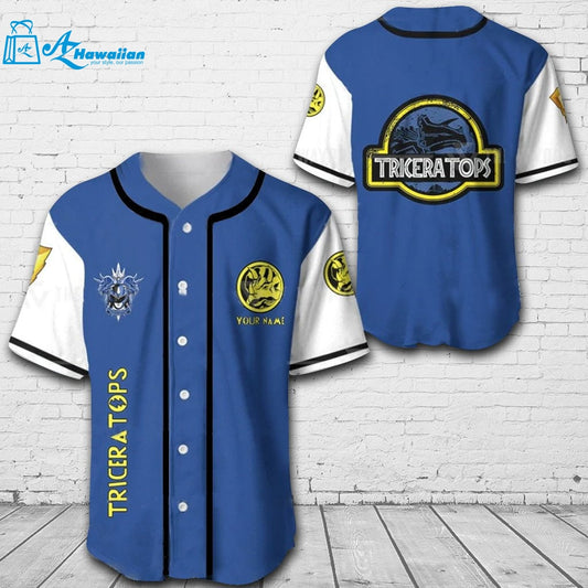 Personalized Triceratops Power Rangers All Over Print Unisex Baseball Jersey 