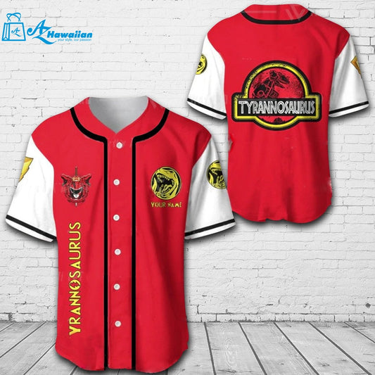 Personalized Tyrannosaurous All Over Print Unisex Baseball Jersey 