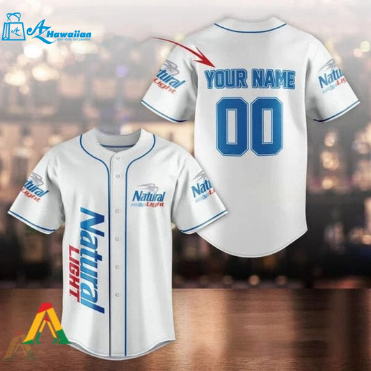 Personalized Unisex White Natural Light Baseball Jersey