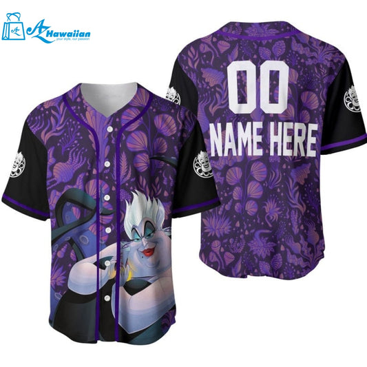 Personalized Ursula Pattern The Little Mermaid All Over Print Baseball Jersey 