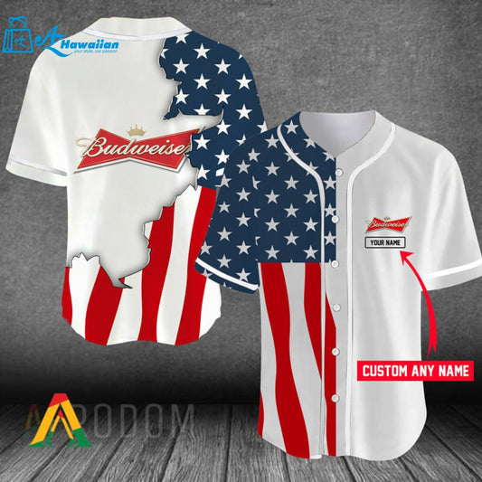 Personalized US Flag Budweiser Baseball Jersey