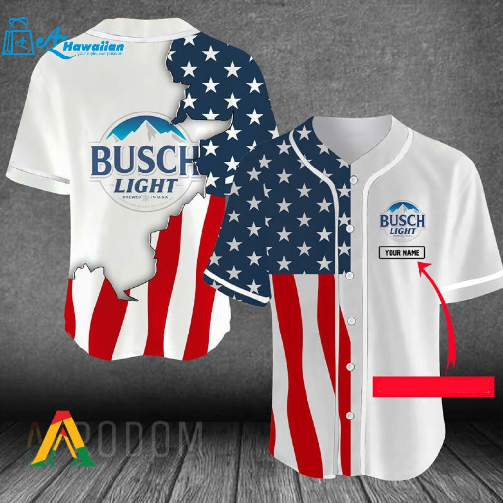 Personalized US Flag Busch Light Baseball Jersey