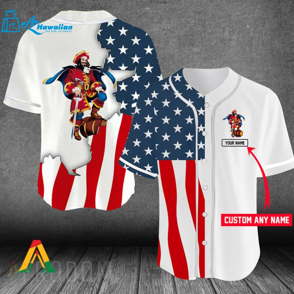 Personalized US Flag Captain Morgan Baseball Jersey