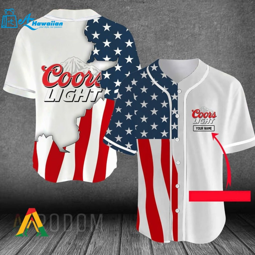 Personalized US Flag Coors Light Baseball Jersey